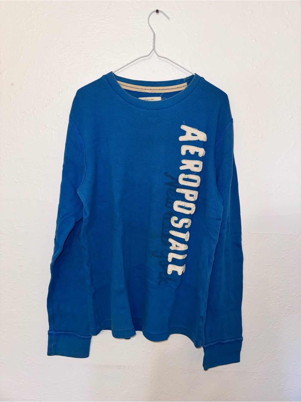 Aeropostale Men's Royal Blue Crewneck Sweater with Vertical Logo